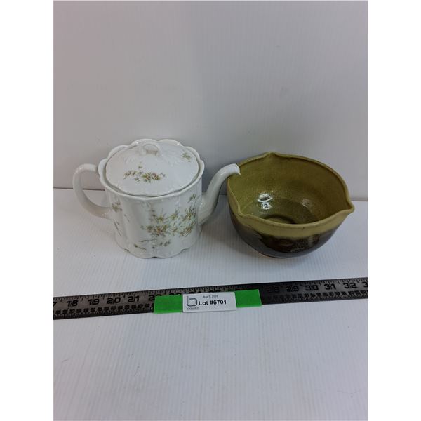 Classic Rose Flower Tea Pot And Handmade Glazed Bowl