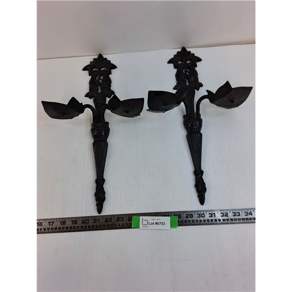 (2) Ornate Decorative Crafts inc Wall Sconces Gothic