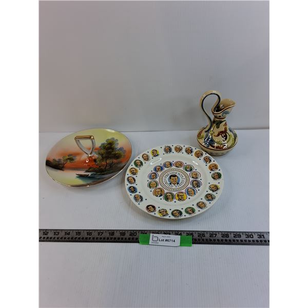 Noritake 9.5" Serving Plate, USA Presidents Plates, Flower Pitcher