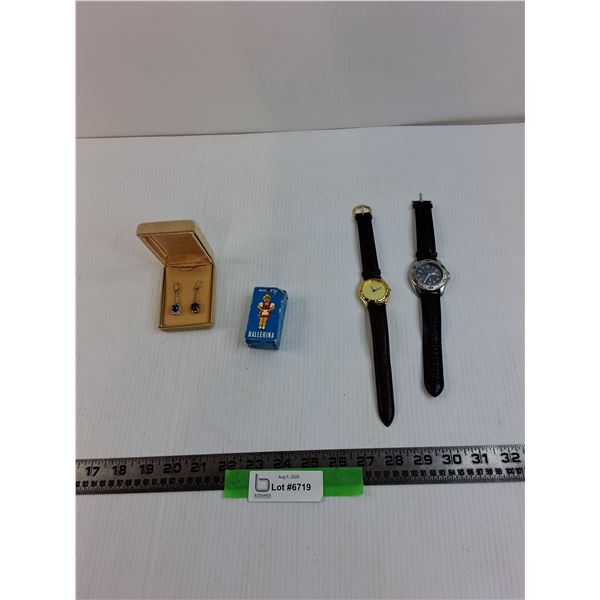 Black Hills Gold Purple Earrings, Ballerina Toy, Watches