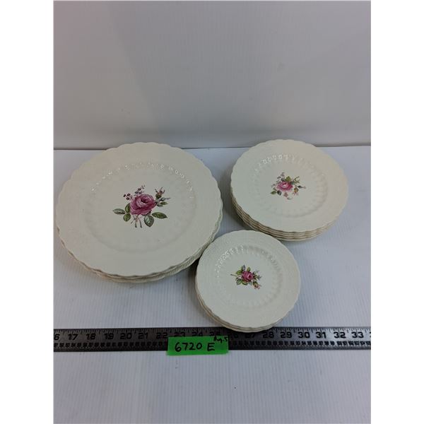 Vintage Set of Spode "Billingsley Rose" Plate Ware
