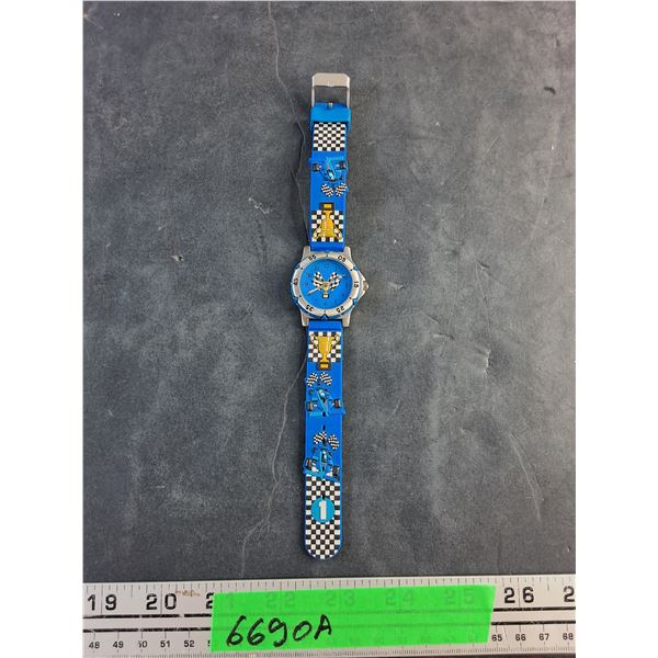 Checkered Flag Quartz Watch with Race Cars Band - Tested