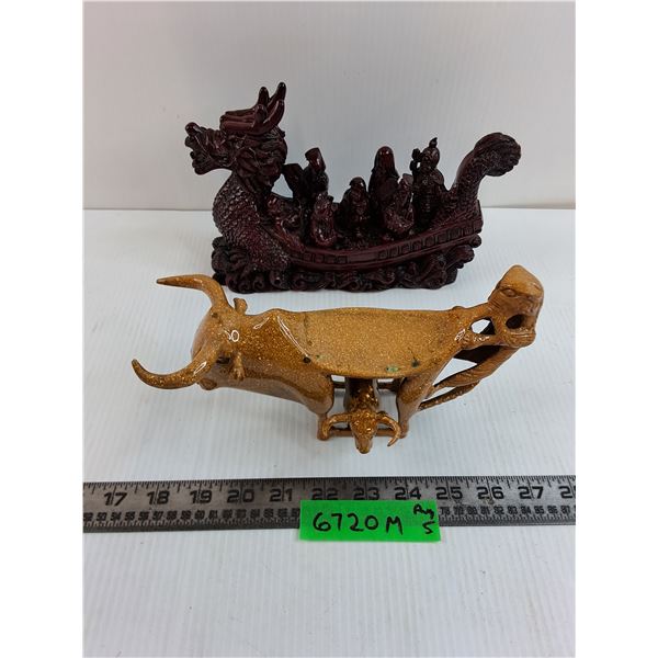 (2) Vintage "Asian/African Themed" Table Decor