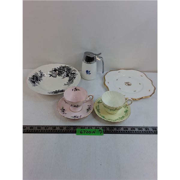 Vintage Fine China Plates & Teacups, Syrup Dispenser