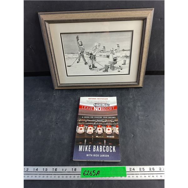 Framed Hockey Print 13" x 10" and Leave No Doubt Book by Mike Babcock