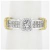 Image 8 : 14k TT Gold 1.61 ctw GIA Rectangular Diamond Solitaire w/ Accents Engagement Rin