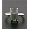 Image 2 : 14k White Gold 3.44 ctw Emerald Pink & Green Watermelon Tourmaline Solitaire Rin