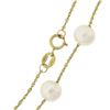 Image 1 : Effy 14k Yellow Gold 7" 6.6mm Cultured Pearl Station Rope Link Chain Bracelet
