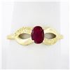 Image 1 : 14k Yellow Gold 0.70 ctw Oval Ruby Solitaire Dual Finish Open Infinity Sides Rin
