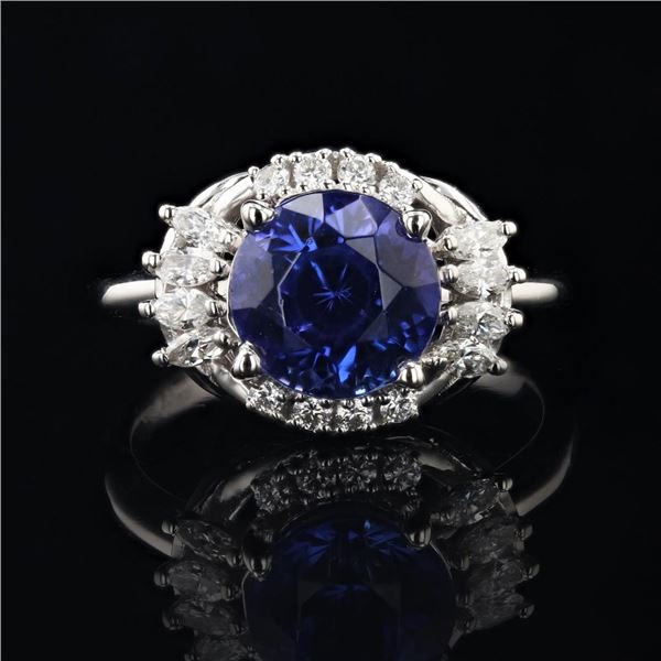 2.84 ctw Tanzanite and 0.37 ctw Diamond Platinum Ring