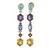 Image 5 : EFFY 14K Gold Multi Shapes Genuine Colored Stones Long Drop Dangle Earrings