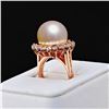 Image 3 : 12.5mm White South Sea Pearl and 0.92 ctw Diamond 14K Rose Gold Ring