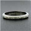 Image 6 : Antique 18K White Gold 2.3mm Crisp Scroll Work Eternity Stackable Band Ring