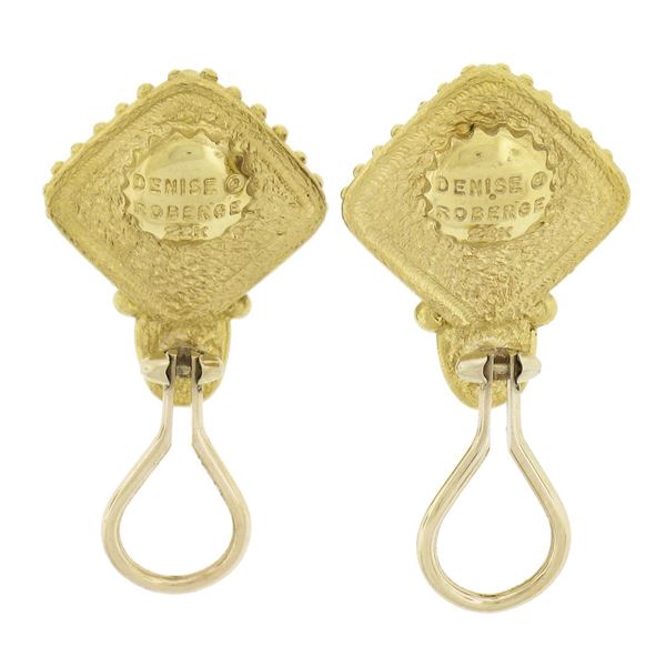 Denise Roberge 22K Yellow Gold Sugarloaf Cabochon Bezel Citrine Clip On Earrings