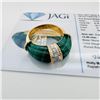 Image 1 : Title: 12.00 ctw Malachite and 0.14 ctw Diamond 18K Yellow & White Gold Ring