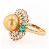 Image 1 : 11m GOLDEN South Sea Pearl, 0.80 ctw Emerald and 1.83 ctw Diamond 18K Yellow Gol