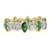 Image 4 : 14K Yellow Gold 2.30 ctw Round Diamond & Marquise Emerald Stack Eternity Band Ri