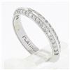 Image 2 : NEW Platinum 0.30 ctw Round Pave Diamond Dual Row 3.4mm Wide Knife Edge Band Rin