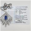 Image 2 : 2.80 ctw Tanzanite and 3.02 ctw Diamond 18K White Gold Double Square Dangle Pend