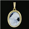 Image 4 : Vintage 18K Gold Carved Mary & Jesus Black & White Hardstone Cameo Charm Pendant