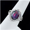 Image 2 : 3.09 ctw Opal and 0.92 ctw Diamond Platinum Ring