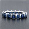 Image 2 : Platinum 4.45 ctw Square Step Cut Sapphire Bar Channel Eternity Stack Band Ring