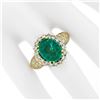 Image 4 : Vintage 18k Gold 11.08 ctw AGL Oval Cabochon Emerald & Pave Diamond Cocktail Rin