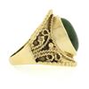 Image 5 : Vintage 14k Yellow Gold Oval Cabochon Cut Jade Twisted Wire Wide Cigar Band Ring