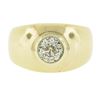 Image 5 : Unisex 18k Gold 1.02 ctw Bezel Diamond Solitaire Polished Domed Wide Band Ring