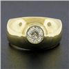 Image 7 : Unisex 18k Gold 1.02 ctw Bezel Diamond Solitaire Polished Domed Wide Band Ring