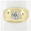 Image 8 : Unisex 18k Gold 1.02 ctw Bezel Diamond Solitaire Polished Domed Wide Band Ring