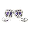 Image 2 : 18K White Gold 2.93 ctw Cushion Royal Purple Amethyst & Diamond Halo Stud Earrin