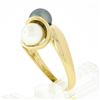 Image 7 : Classic Solid 14K Gold 6.9mm Gray & White Dual Pearl Polished Finish Bypass Ring