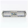 Image 2 : Antique Art Deco Platinum 7.24 ctw Diamond Large Sapphire Filigree Brooch Pin