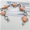 Image 1 : 24.85 ctw Pink Coral & Diamond 18KT White Gold Clover Link Bracelet
