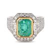 Image 2 : 2.99 ctw Emerald and 0.89 ctw Diamond 18K White and Yellow Gold Ring