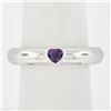 Image 9 : Tiffany & Co. 18k White Gold Bezel Heart Amethyst Solitaire Polished Band Ring