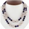 Image 6 : Carved Pink Quartz & Round Amethyst 14k Gold Spacers Clasp Long Strand Necklace