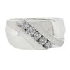 Image 5 : Men's 10k White Gold 0.40 ctw Channel Set Diamond Dual Finish Wide Band Ring