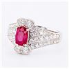 Image 2 : 1.02 ctw UNHEATED Ruby and 0.79 ctw Diamond 18K White Gold Ring (GIA CERTIFIED)