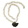 Image 4 : 15.5" Fresh Water Pearl & Shell Black Onyx Strand Necklace w/ 14k Gold Clasp