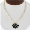 Image 6 : 15.5" Fresh Water Pearl & Shell Black Onyx Strand Necklace w/ 14k Gold Clasp