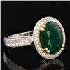Image 2 : 3.65 ctw Emerald and 0.47 ctw Diamond 18K White and Yellow Gold Ring
