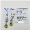 Image 2 : 4.20 ctw Peridot and 0.49 ctw Diamond 18KT White Gold Dangle Earrings