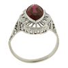 Image 2 : Antique Art Deco 10K Gold Bezel Marquise Shape Ruby Open Filigree Solitaire Ring