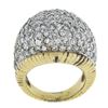 Image 2 : Vintage 14K TT Gold 4 ctw Pave Set Diamond Domed Bombe Grooved Wide Band Ring