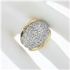 Image 7 : Vintage 14K TT Gold 4 ctw Pave Set Diamond Domed Bombe Grooved Wide Band Ring