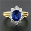 Image 3 : 18K Gold 2.95 ctw GIA Burma No Heat Oval Blue Sapphire Diamond Halo Cocktail Rin