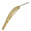 Image 5 : Vintage 18K Gold & Platinum 1 ctw Diamond Polished Long Feather Leaf Brooch Pin