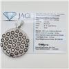 Image 2 : 4.65 ctw Champagne & White Diamond 18K White Gold Pave Circle Pendant